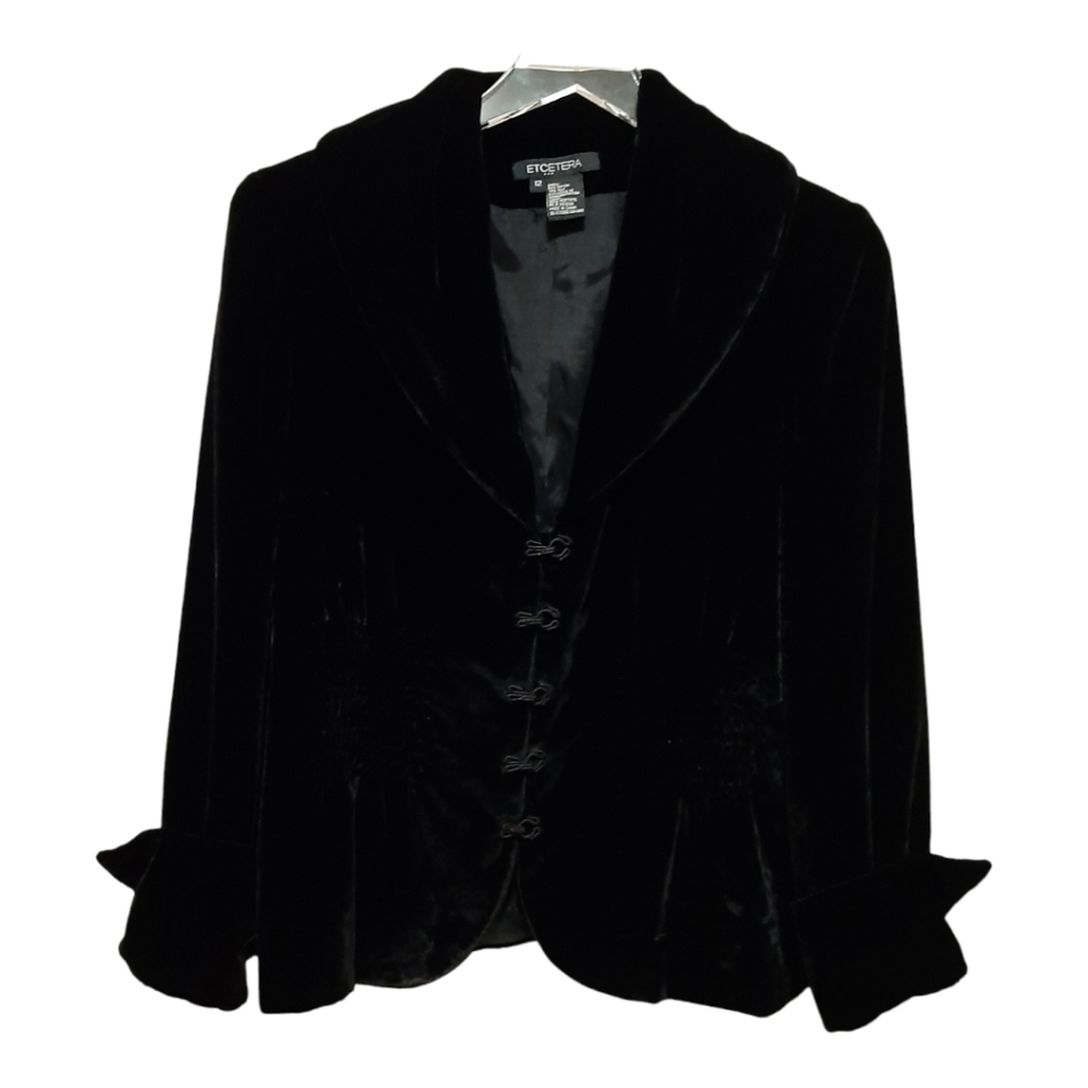 Etcetera Black Velvet Silk Blend Blazer Size 12